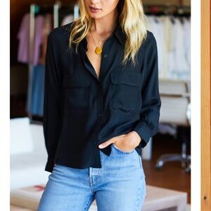 NWOT Emerson Fry Silk Utility Blouse in Black